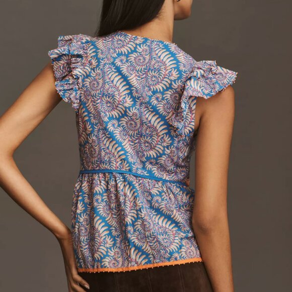 Farm Rio Flutter-Sleeve V-Neck Top Size XS NWT - Picture 3 of 4